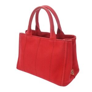 Prada Red Canapa Handbag Canvas